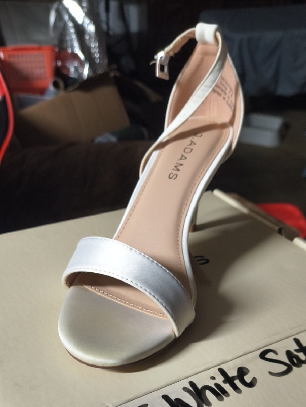Adams Ivory Ankle-Strap Stiletto Sandal